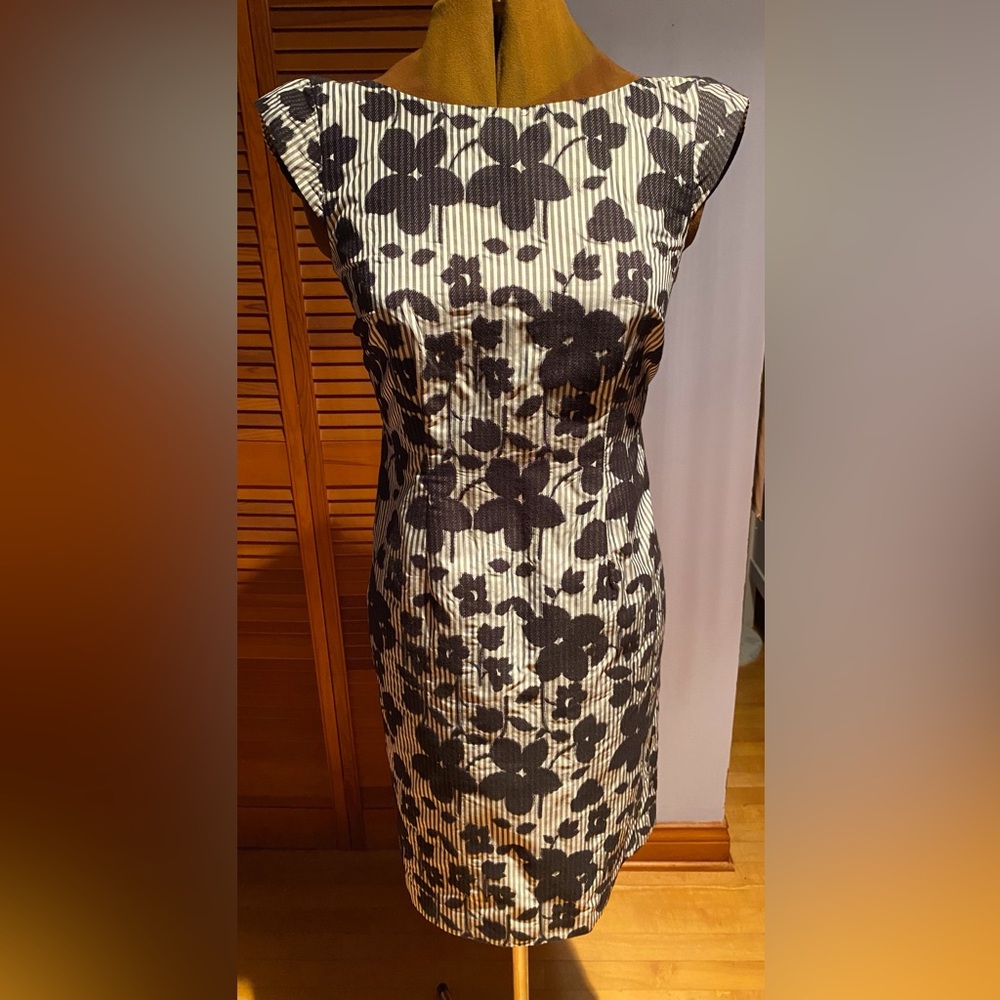 Cynthia Steffe cotton/silk boat neckline dress.
